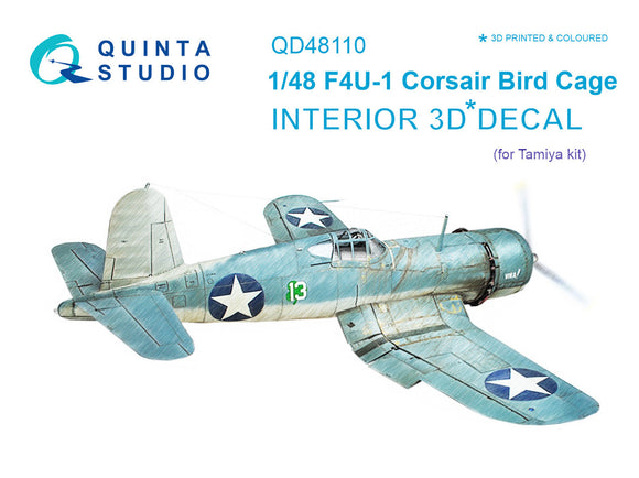 1/48 F4U-1 Birdcage Corsair 3D-Printed Interior (for Tamiya) 48110