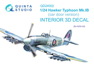 1/24 Quinta Studio Hawker Typhoon (Car Door) 3D-Printed Interior (for Airfix kit) 24002