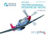 1/32 Quinta Studio P-51D (Late) 3D-Printed Interior (for Tamiya kit) 32004