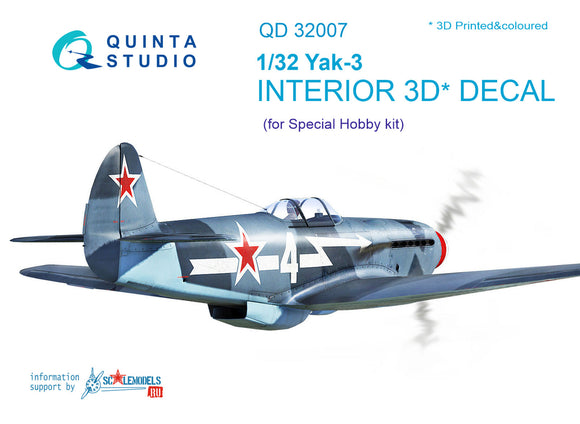 1/32 Quinta Studio Yak-3 3D-Printed Interior (for Special Hobby kit) 32007