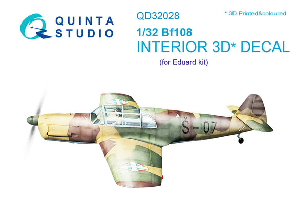 1/32 Quinta Studio Bf 108 3D-Printed Interior (for Eduard kit) 32028