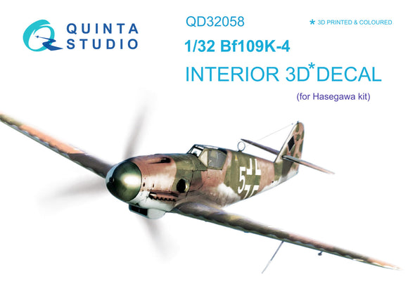 1/32 Quinta Studio Bf 109K-4 3D-Printed Interior (for Hasegawa kit) 32058