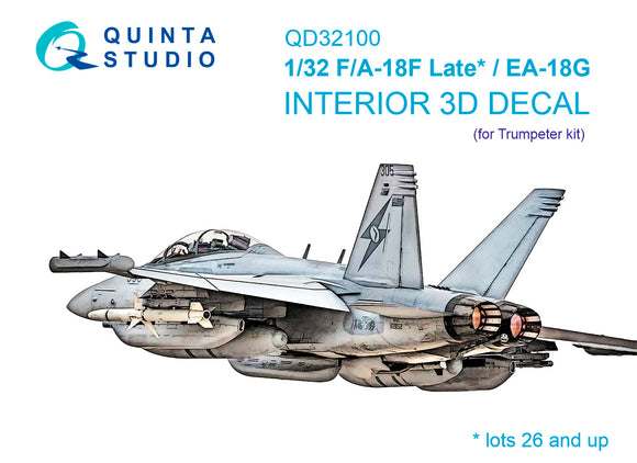 1/32 Quinta Studio F/A-18F late / EA-18G Hornet 3D-Printed Interior (for Trumpeter kit) 32100
