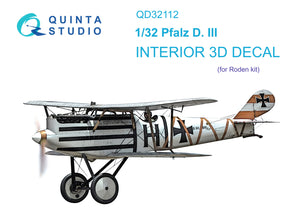 1/32 Quinta Studio Pfalz D.III 3D-Printed Interior (for Roden kit) 32112