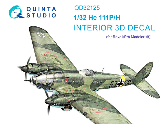 1/32 Quinta Studio He 111 P/H 3D-Printed Interior (for Revell/ProModeler kit) QD-32125