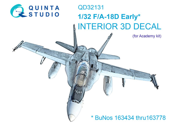 1/32 Quinta Studio F/A-18D 3D-Printed Full Interior (for Academy kit) 32131