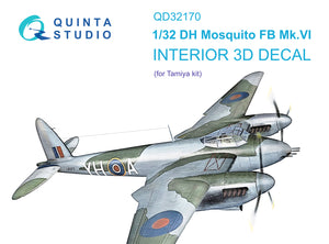 1/32 Quinta Studio DH Mosquito FB Mk.VI 3D-Printed Full Interior (for Tamiya kit) 32170
