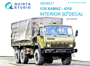 1/35 Quinta Studio KAMAZ 4310 Mustang Family 3D-Printed Interior (for ICM kits) 35017