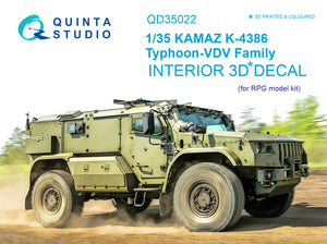 1/35 Quinta Studio KAMAZ K-4386 Typhoon VDV family 3D-Printed Interior (for RPG kits) 35022