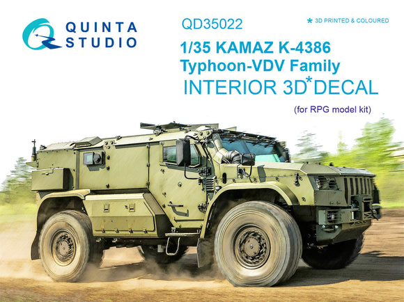 1/35 Quinta Studio KAMAZ K-4386 Typhoon VDV family 3D-Printed Interior (for RPG kits) 35022