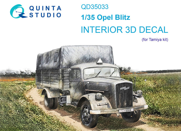 1/35 Quinta Studio Opel Blitz 3D-Printed Interior (for Tamiya kit) 35033