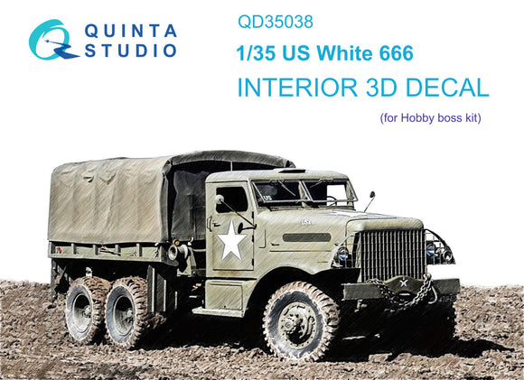 1/35 Quinta Studio US White 666 3D-Printed Interior (for ICM kit) 35038