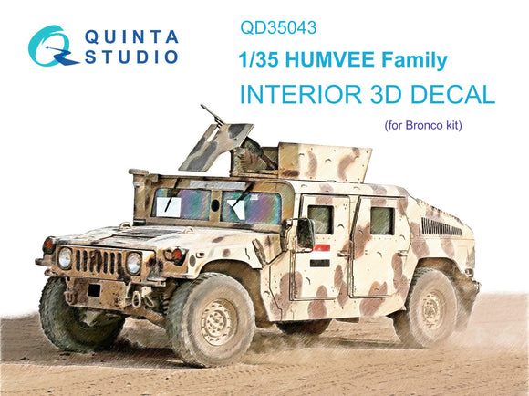 1/35 Quinta Studio HUMVEE Family 3D-Printed Interior (for Bronco kit) 35043