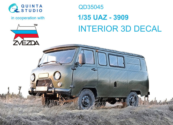 1/35 Quinta Studio UAZ 3909 3D-Printed Interior (for Zvezda kits 