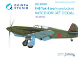 1/48 Yak-1 (early production) 3D-Printed  Interior (New Pro Set) 48002