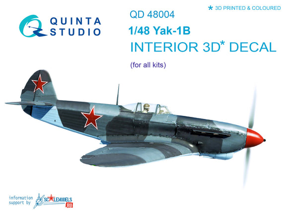 1/48 Yak-1B (late production) 3D-Printed & coloured Interior on decal pape (for all kits) (New Pro Set)