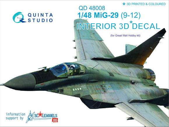 1/48 MiG-29 (9-12) 3D-Printed Interior (for GWH kits) 48008