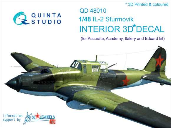 1/48 Quinta Studio IL-2 3D-Printed Interior (for Accurate/Italeri/Academy/Eduard kits) 48010