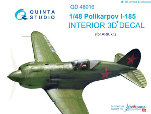 1/48 Polikarpov I-185  3D-Printed & coloured Interior on decal paper (for ARK kit) (New Pro Set)
