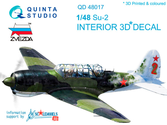 1/48 Su-2 3D-Printed & coloured Interior on decal paper (for Zvezda kits)