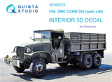 1/48 Quinta Studio GMC CCKW 353 (open cab) 3D-Printed Interior (for Tamiya kit) 48029