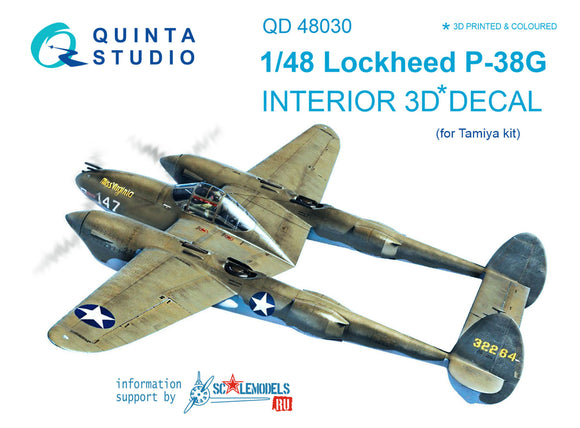 1/48 Quinta Studio P-38G 3D-Printed Interior (for Tamiya kit) 48030
