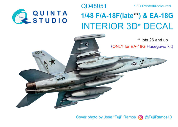1/48 Quinta F/A-18F Late & EA-18G 3D-Printed Interior (for Hasegawa kit) 48051