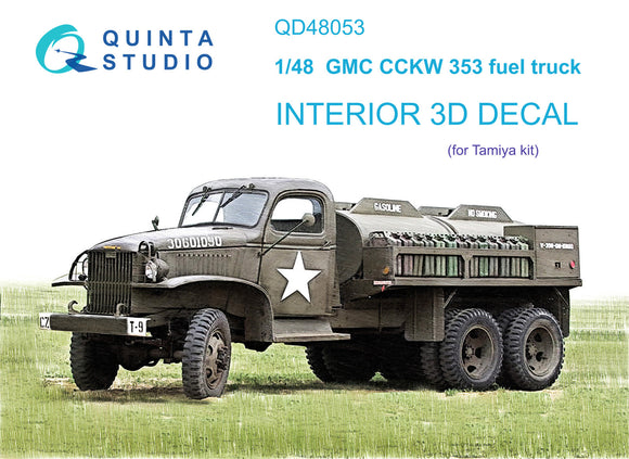 1/48 Quinta Studio GMC CCKW 353 (fuel truck) 3D-Printed Interior (for Tamiya kit) 48053