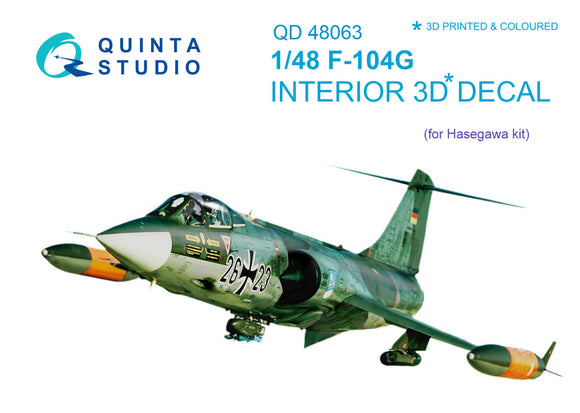 1/48 Quinta F-104G 3D-Printed Interior (for Hasegawa kit) 48063