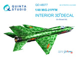 1/48 Quinta Studio MiG-21PFM  (turquoise color panels) 3D-Printed Interior (for Eduard  kit) 48077