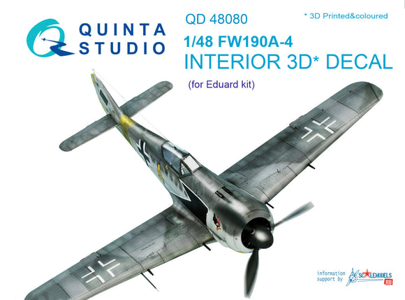 1/48 Quinta Studio FW 190A-4 3D-Printed Interior (for Eduard  kit) 48080