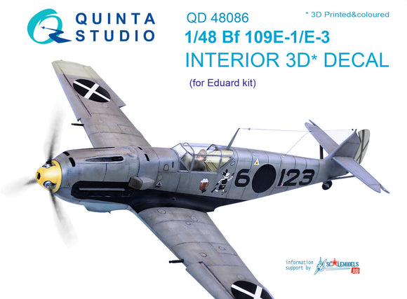 1/48 Quinta Studio Bf 109E-1/E-3 3D-Printed Interior (for Eduard  kit) 48086