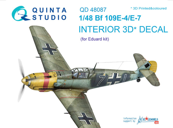 1/48 Quinta Studio Bf 109E-4/E-7 3D-Printed Interior (for Eduard  kit) 48087