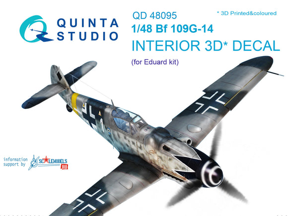 1/48 Quinta Studio Bf 109G-14 3D-Printed Interior (for Eduard  kit) 48095