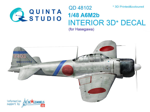 1/48 Quinta A6M2 (Mits & Naka prod.) 3D-Printed Interior (for Hasegawa kit) 48102