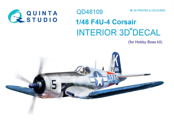 1/48 Quinta Studio F4U-4 Corsair 3D-Printed Interior (for Hobby Boss) 48109