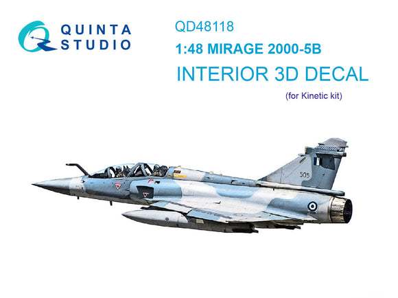 1/48 Quinta Mirage 2000-5B full set 3D-Printed Interior (for Kinetic kit) 48118