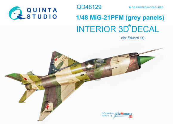 1/48 Quinta MiG-21PFM (grey color panels) 3D-Printed Interior(for Eduard kit) QD48129