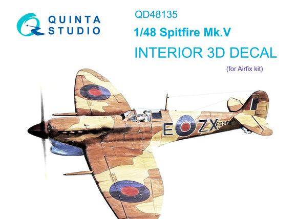 1/48 Quinta Studio Spitfire Mk.V Late 3D-Printed Interior (for Airfix kit) 48135