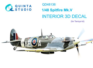 1/48 Quinta Studio Spitfire Mk.V Late 3D-Printed Interior (for Tamiya kit) 48136