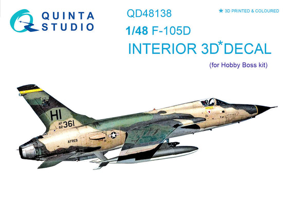 1/48 Quinta Studio F-105D 3D-Printed Interior (for Hobby Boss kit) 48138