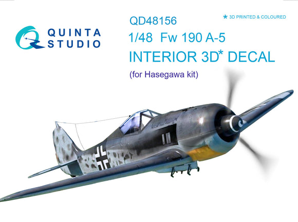 1/48 Quinta Studio FW 190A-5 3D-Printed Interior (for Hasegawa) 48156