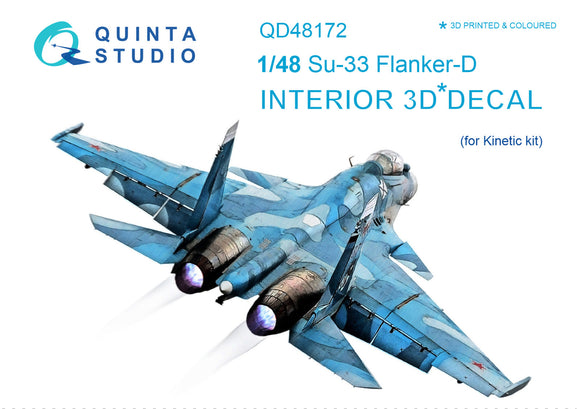 1/48 Quinta Studio Su-33 3D-Printed Interior (for Kinetic kit) 48172