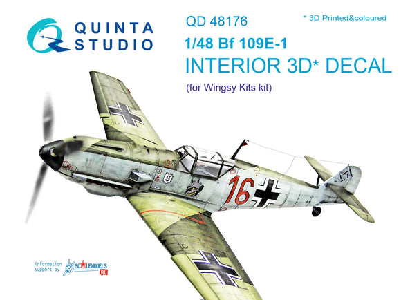 1/48 Quinta Studio Bf 109E-1 3D-Printed Interior (for Wingsy kits kit) 48176
