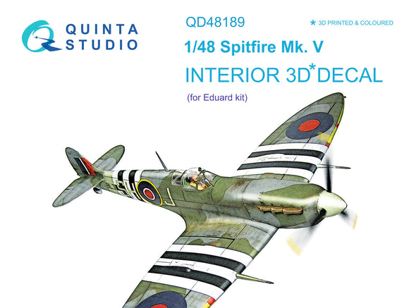 1/48 Quinta Studio Spitfire Mk.V 3D-Printed Interior (for Eduard kit) 48189