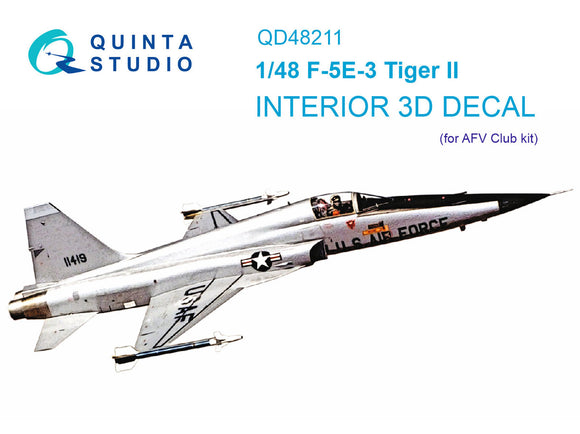 1/48 Quinta Studio F-5E-3 3D-Printed Interior (AFV club) 48211