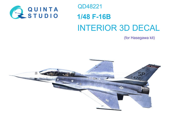 1/48 Quinta Studio F-16B 3D-Printed Interior (for Hasegawa kit) 48221