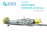 1/48 Quinta Studio Bf 109E-3/4 3D-Printed Interior (for Wingsy kits kit) 48240