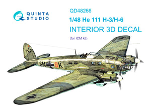 1/48 Quinta Studio He 111H-3/H-6 3D-Printed FULL Interior (for ICM kit) 48266