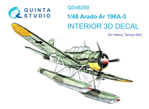 1/48 Quinta Studio Ar 196A-3 3D-Printed Interior (for Italeri kit) 48289